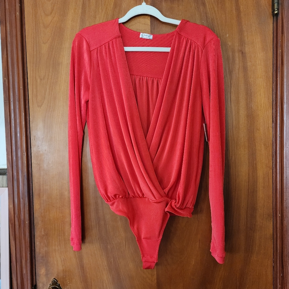 NWT Bright Red Free People Bodysuit Size SMALL